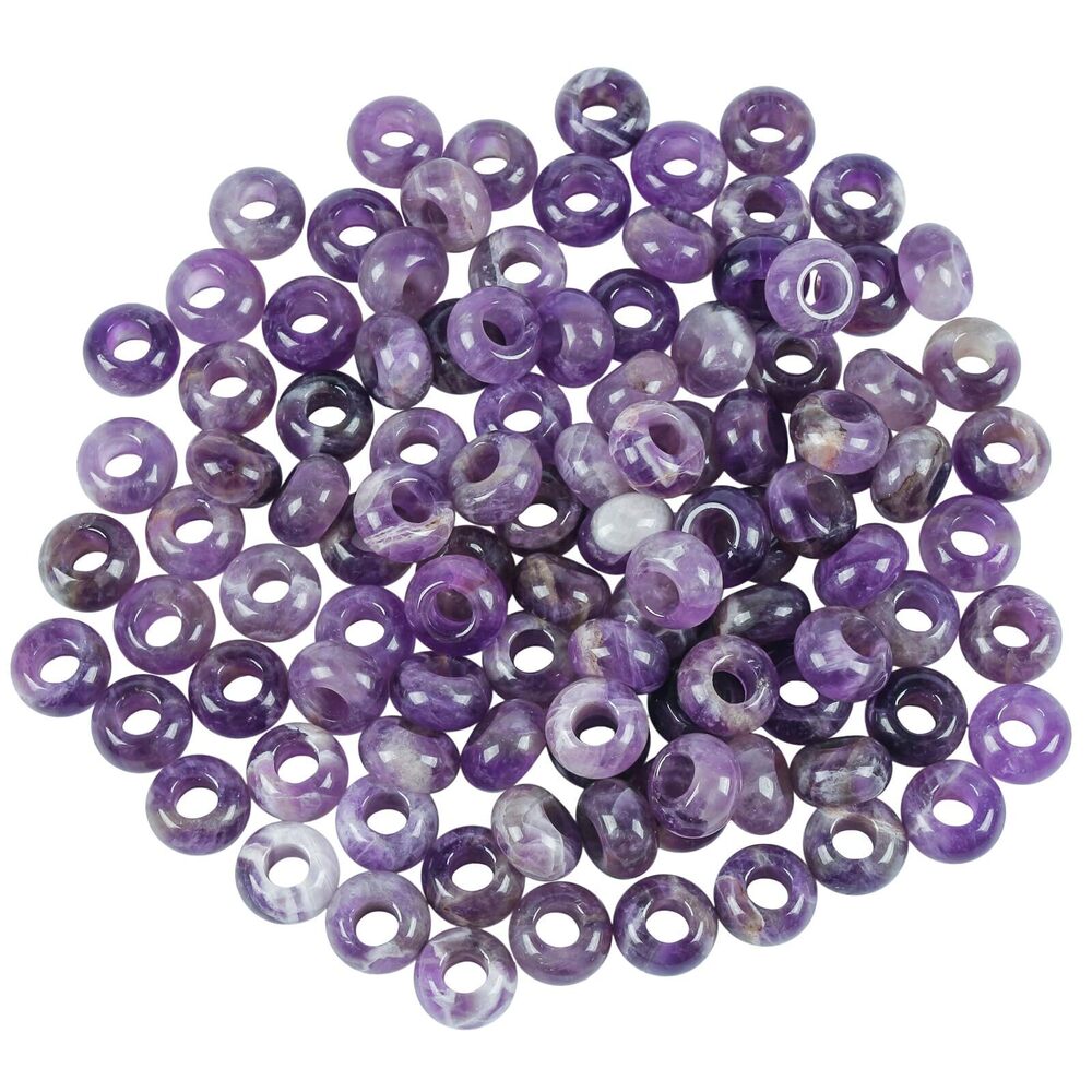8499 20 Pcs Large Hole Loose Stone Rondelle Amethyst Beads for Crystals